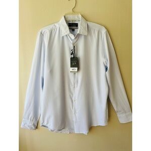 Report Collection Sz M Stretch Woven Dress Shirt Anti Wrinkle Light Blue